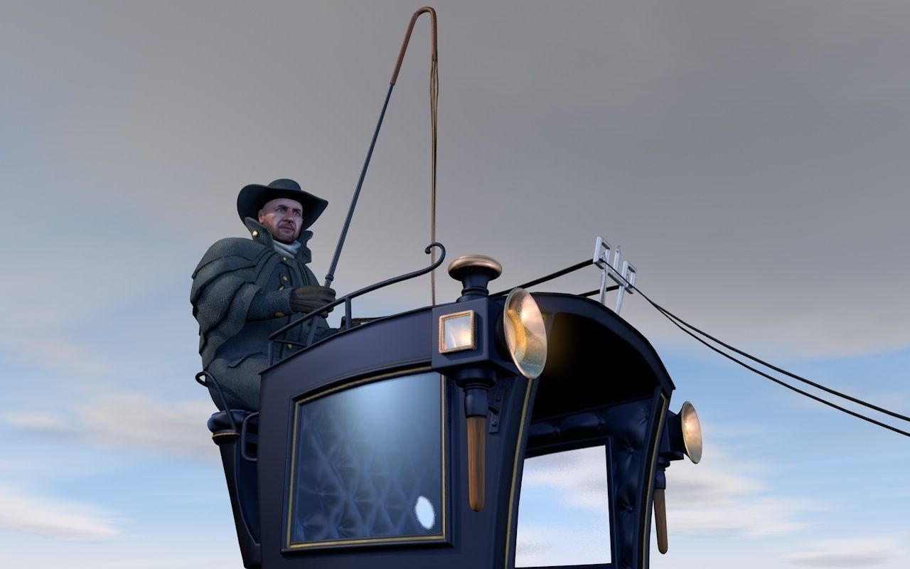 London cab cabman horse 3D model_7