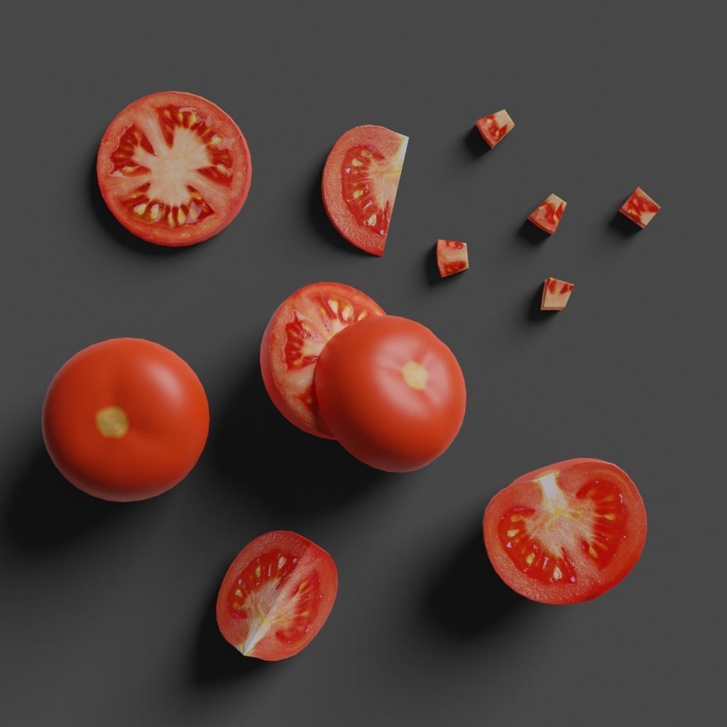 Low Poly Tomato photorealistic 3d model scene Low-poly 3D model_10