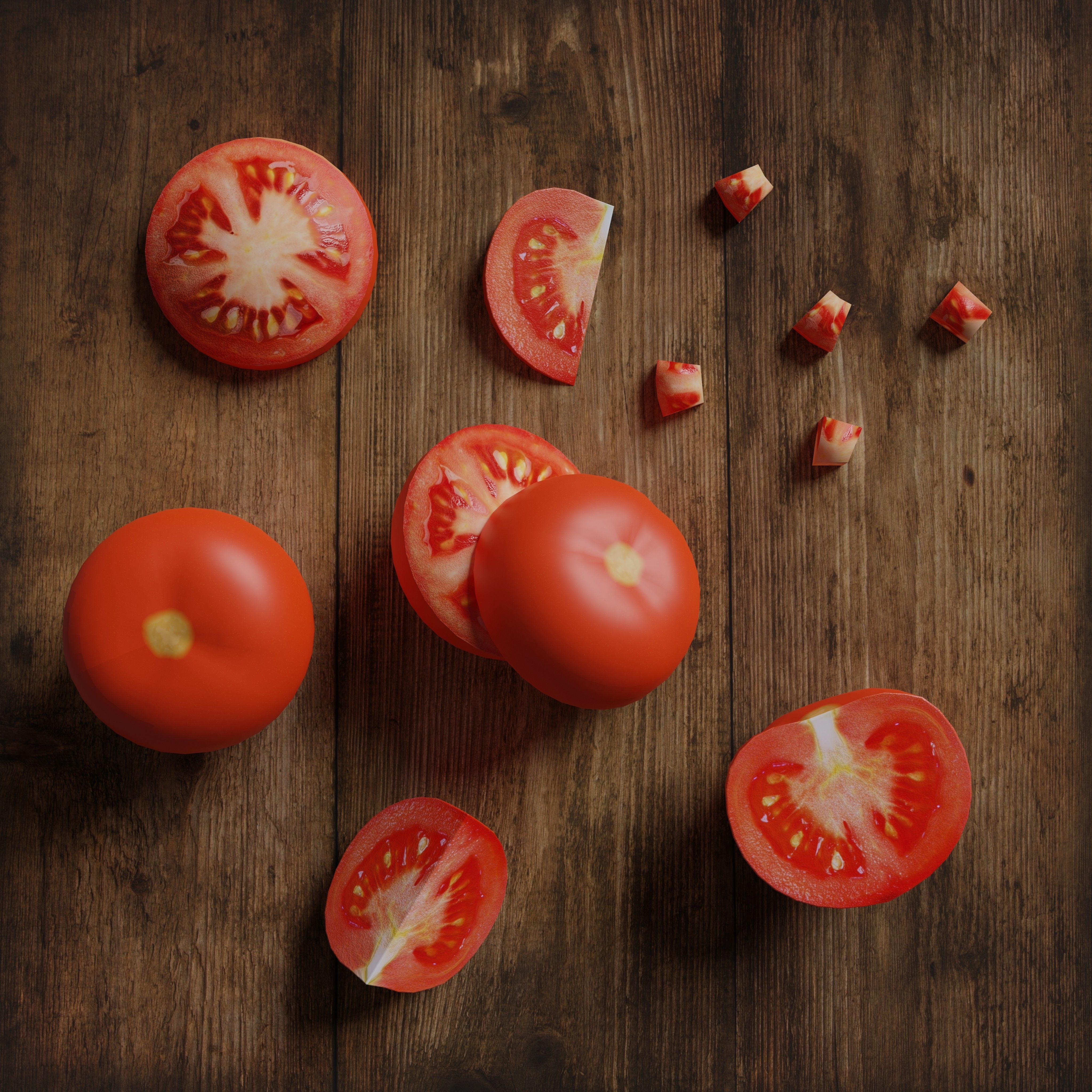 Low Poly Tomato photorealistic 3d model scene Low-poly 3D model_0