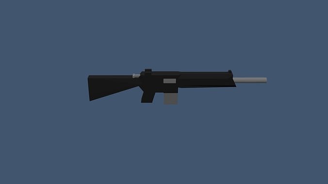 ar15 low poly sniper rifle in minecraft Low-poly 3D model