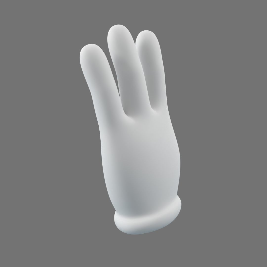Cartoon Glove Hands Low Poly 4 fingers Low-poly 3D model_10