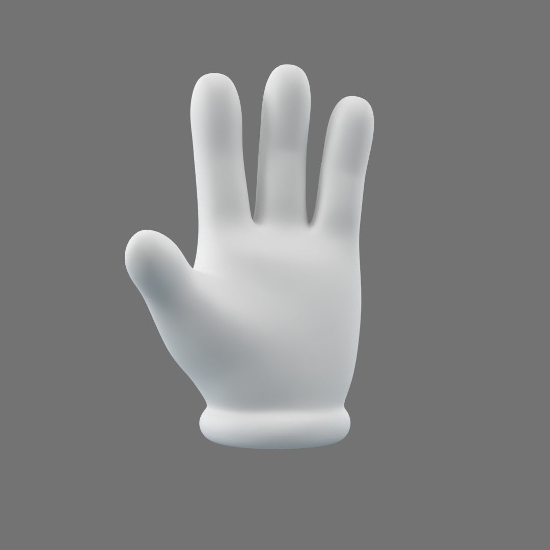 Cartoon Glove Hands Low Poly 4 fingers Low-poly 3D model_6