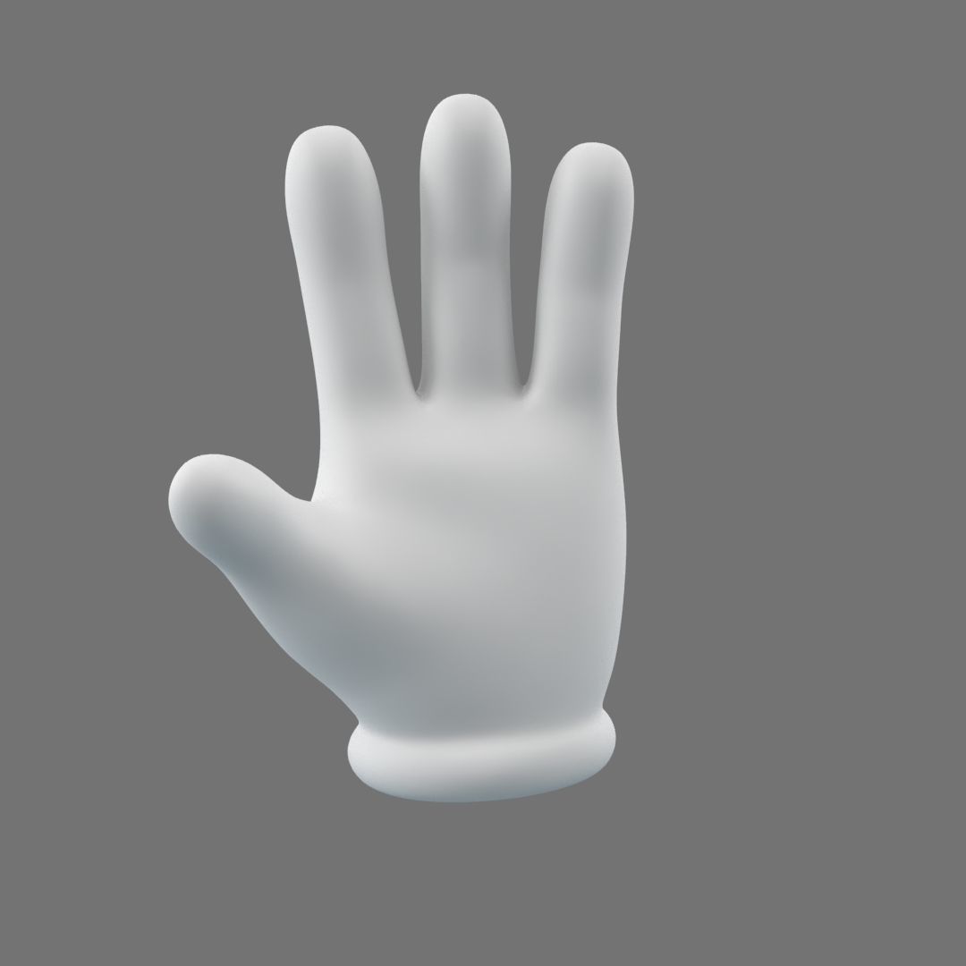 Cartoon Glove Hands Low Poly 4 fingers Low-poly 3D model_7