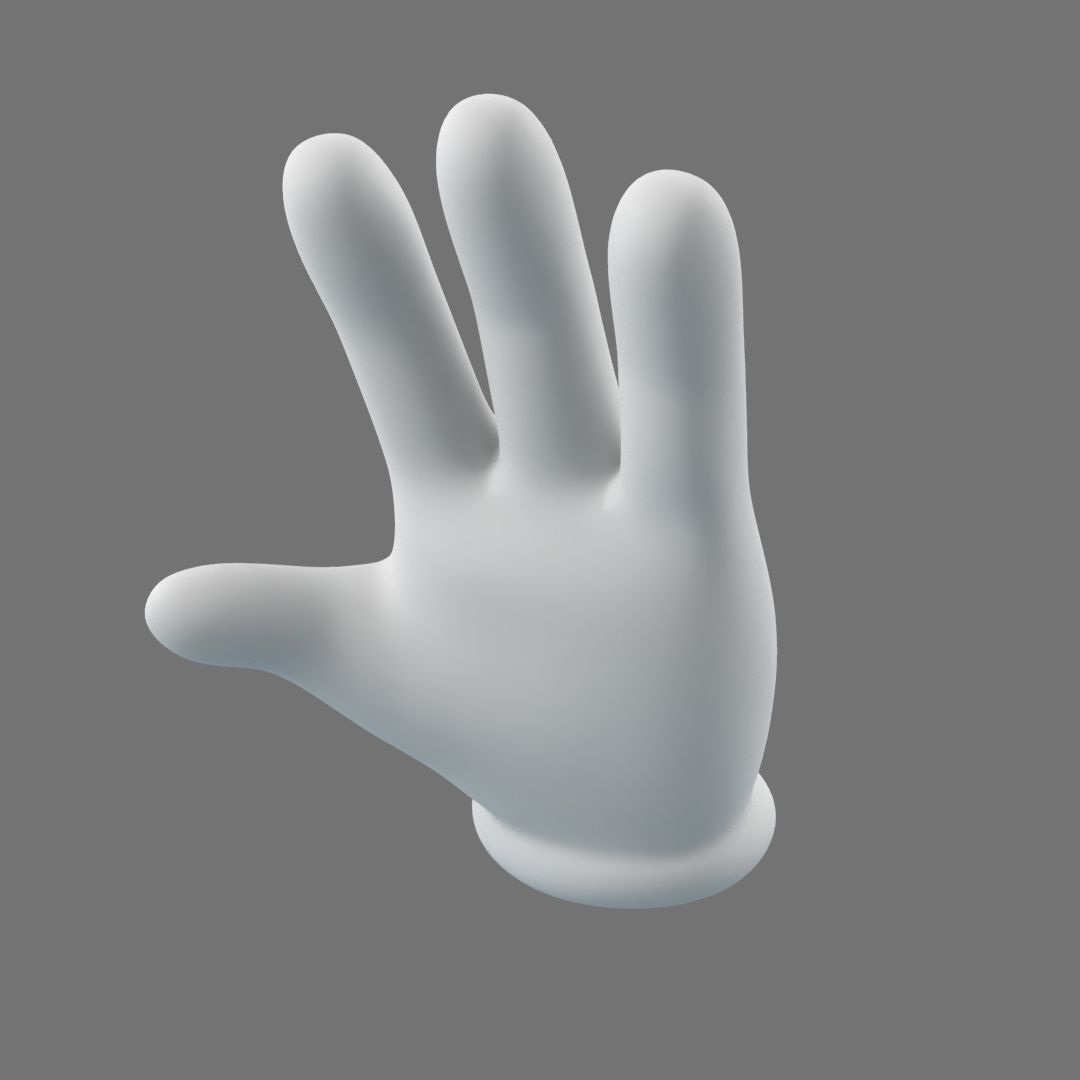 Cartoon Glove Hands Low Poly 4 fingers Low-poly 3D model_8
