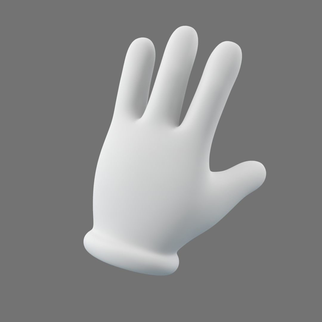 Cartoon Glove Hands Low Poly 4 fingers Low-poly 3D model_2
