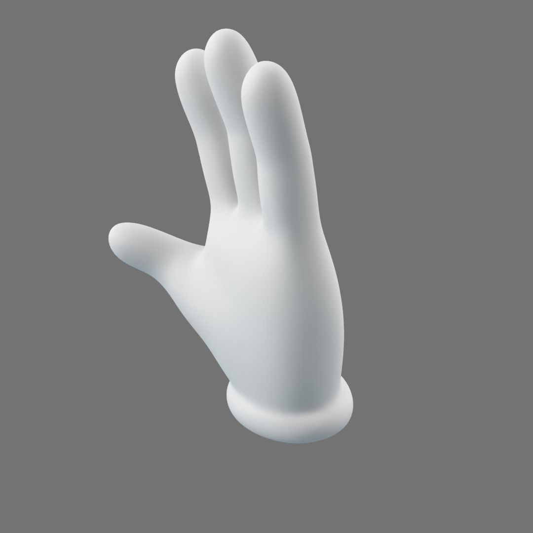 Cartoon Glove Hands Low Poly 4 fingers Low-poly 3D model_9