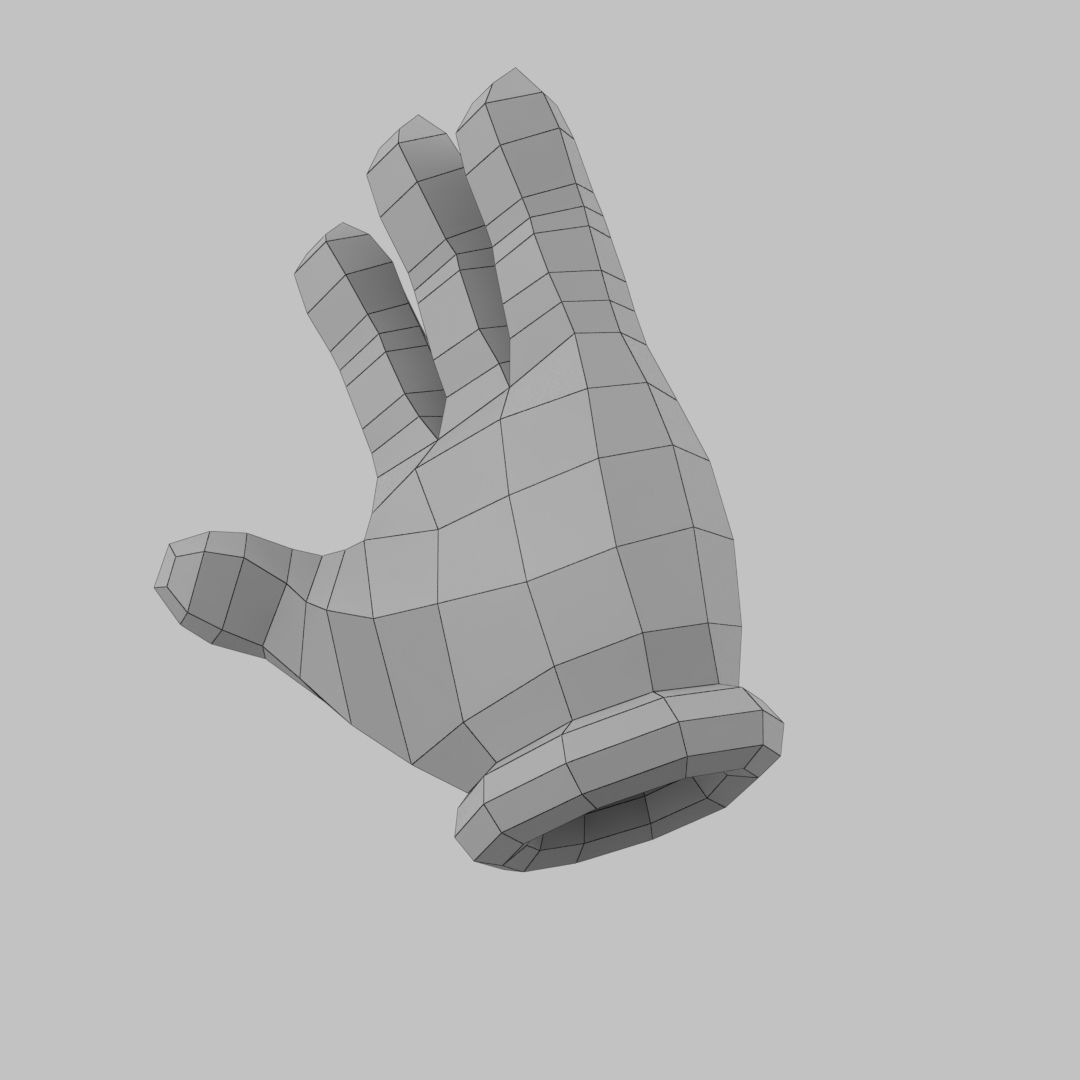 Cartoon Glove Hands Low Poly 4 fingers Low-poly 3D model_12