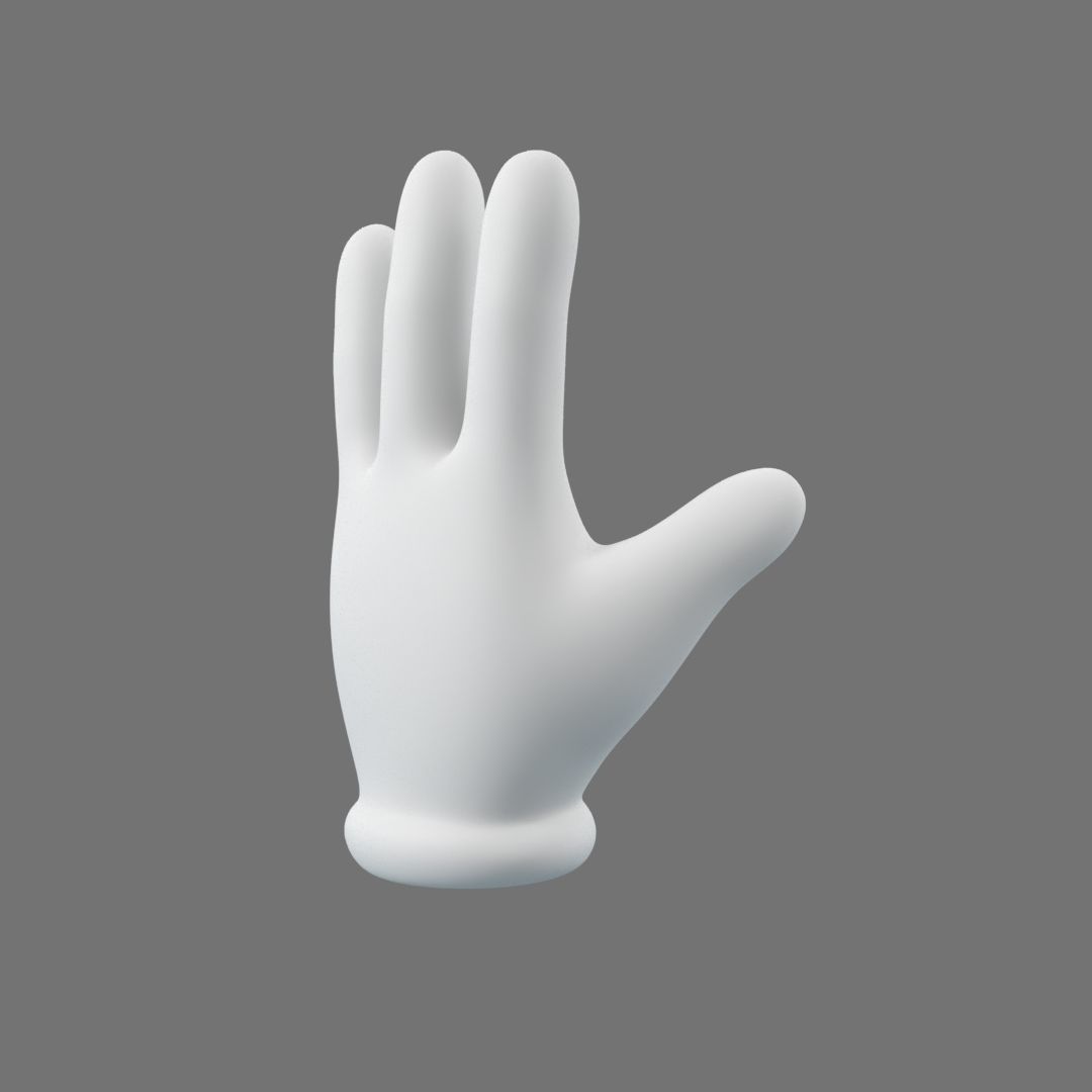 Cartoon Glove Hands Low Poly 4 fingers Low-poly 3D model_4