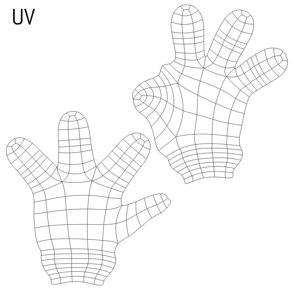 Cartoon Glove Hands Low Poly 4 fingers Low-poly 3D model_16