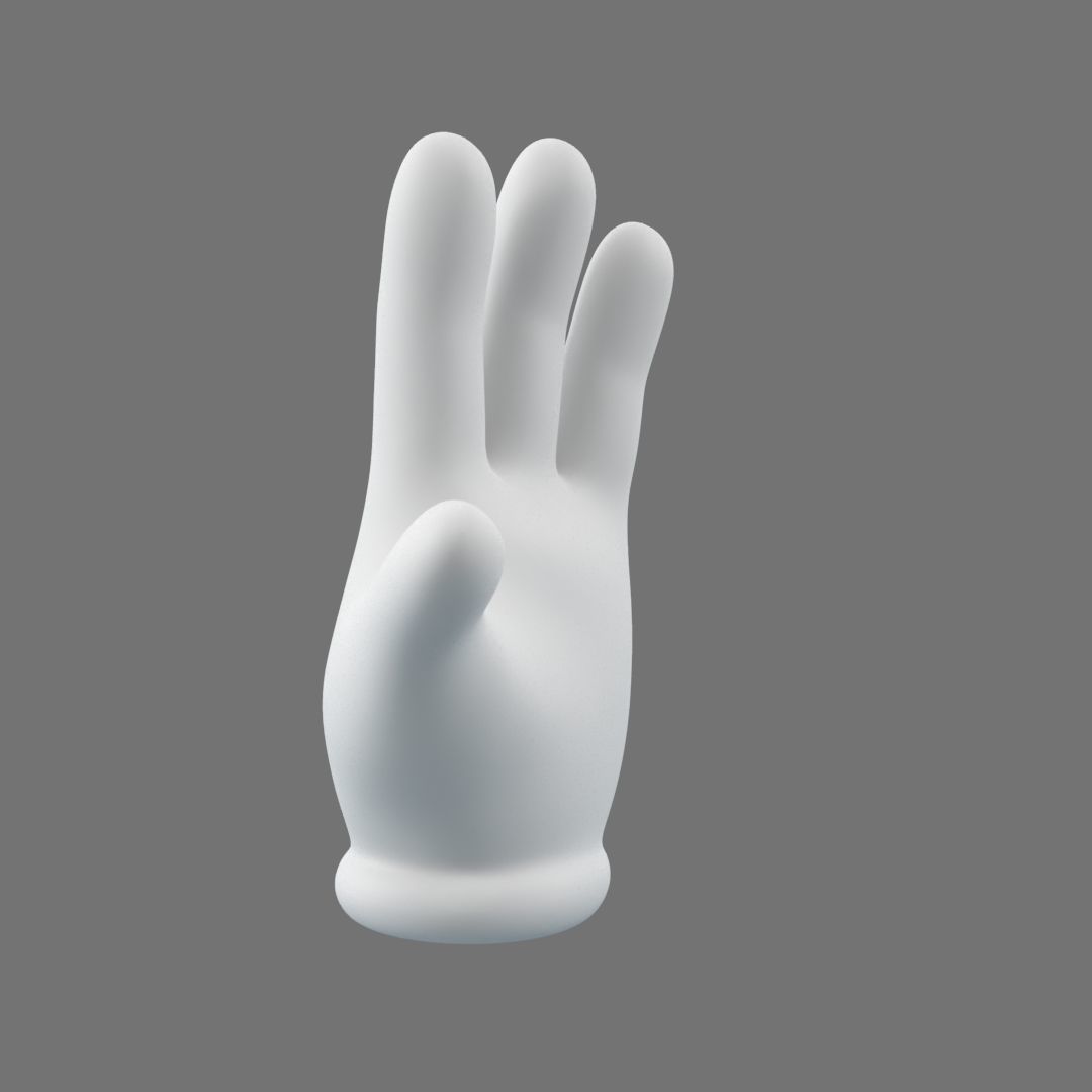 Cartoon Glove Hands Low Poly 4 fingers Low-poly 3D model_5