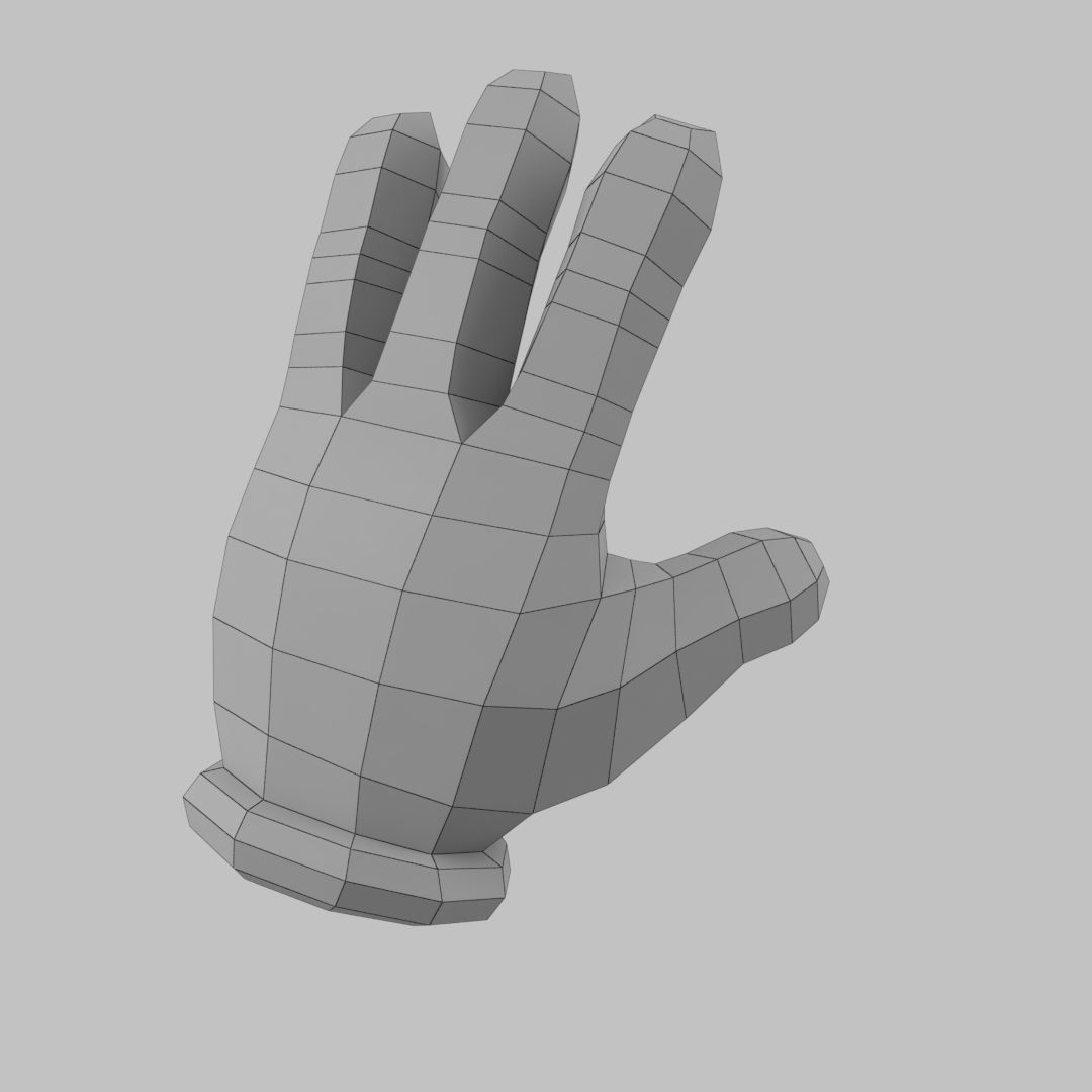 Cartoon Glove Hands Low Poly 4 fingers Low-poly 3D model_13