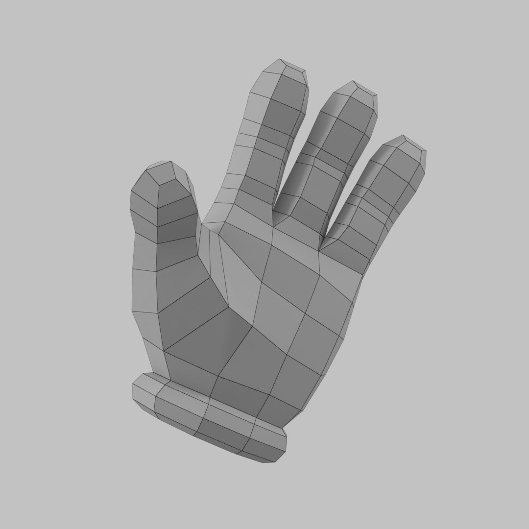 Cartoon Glove Hands Low Poly 4 fingers Low-poly 3D model_11
