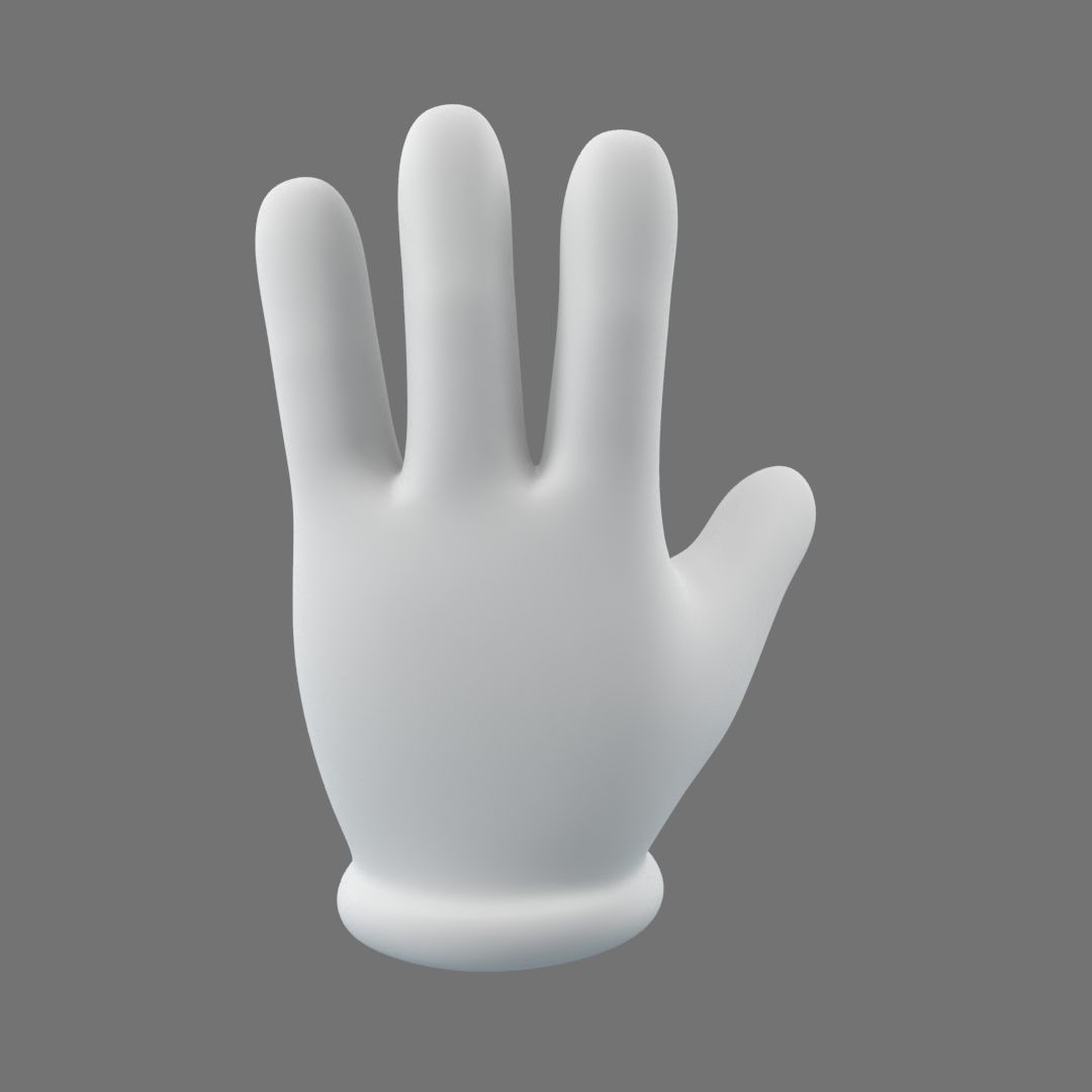 Cartoon Glove Hands Low Poly 4 fingers Low-poly 3D model_3