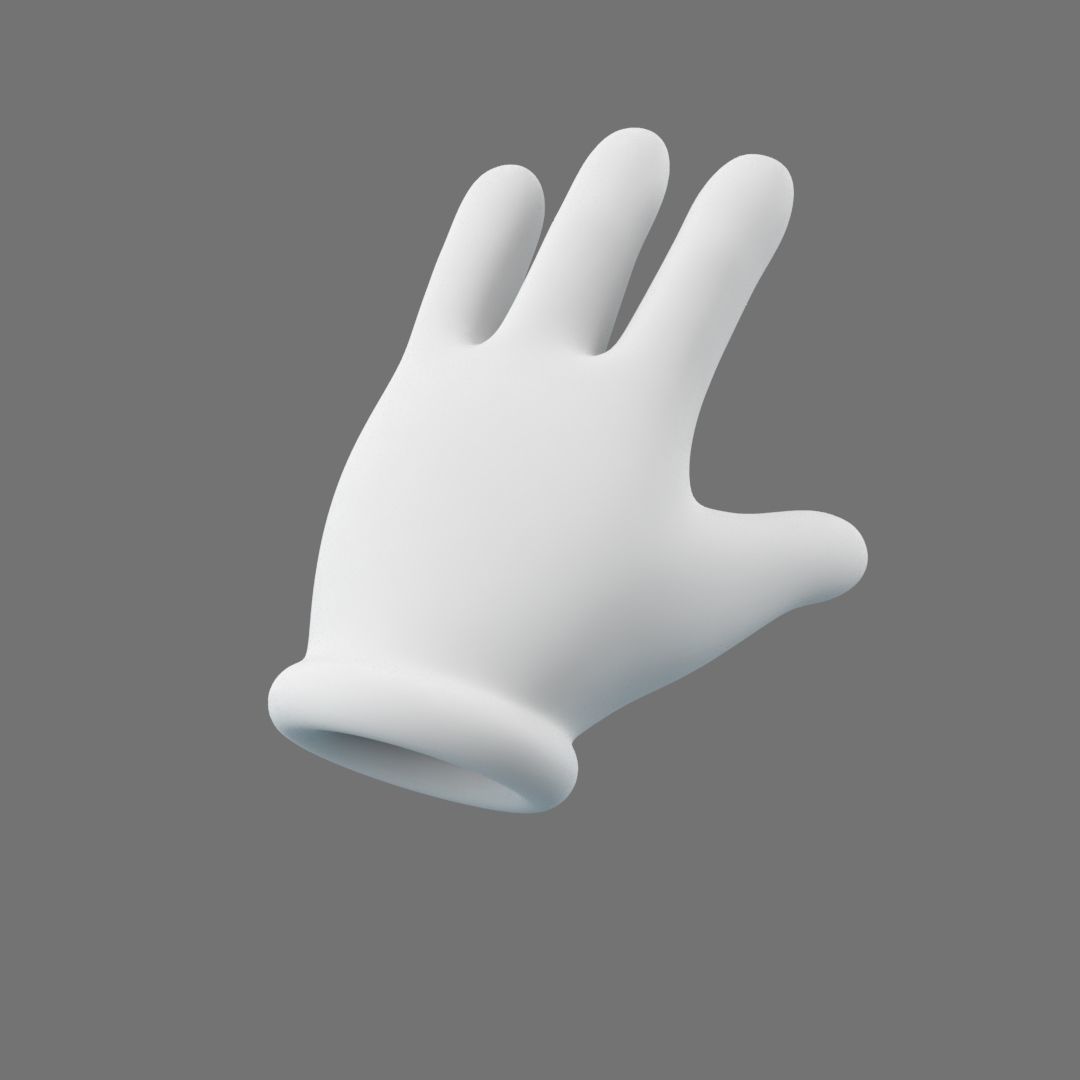Cartoon Glove Hands Low Poly 4 fingers Low-poly 3D model_1