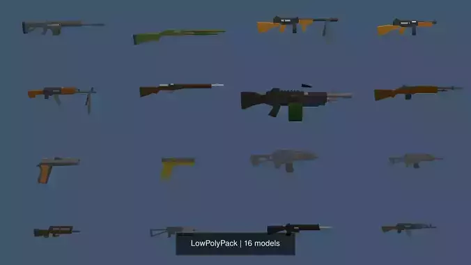 LowPolyPack pixel gun 3D Model Collection