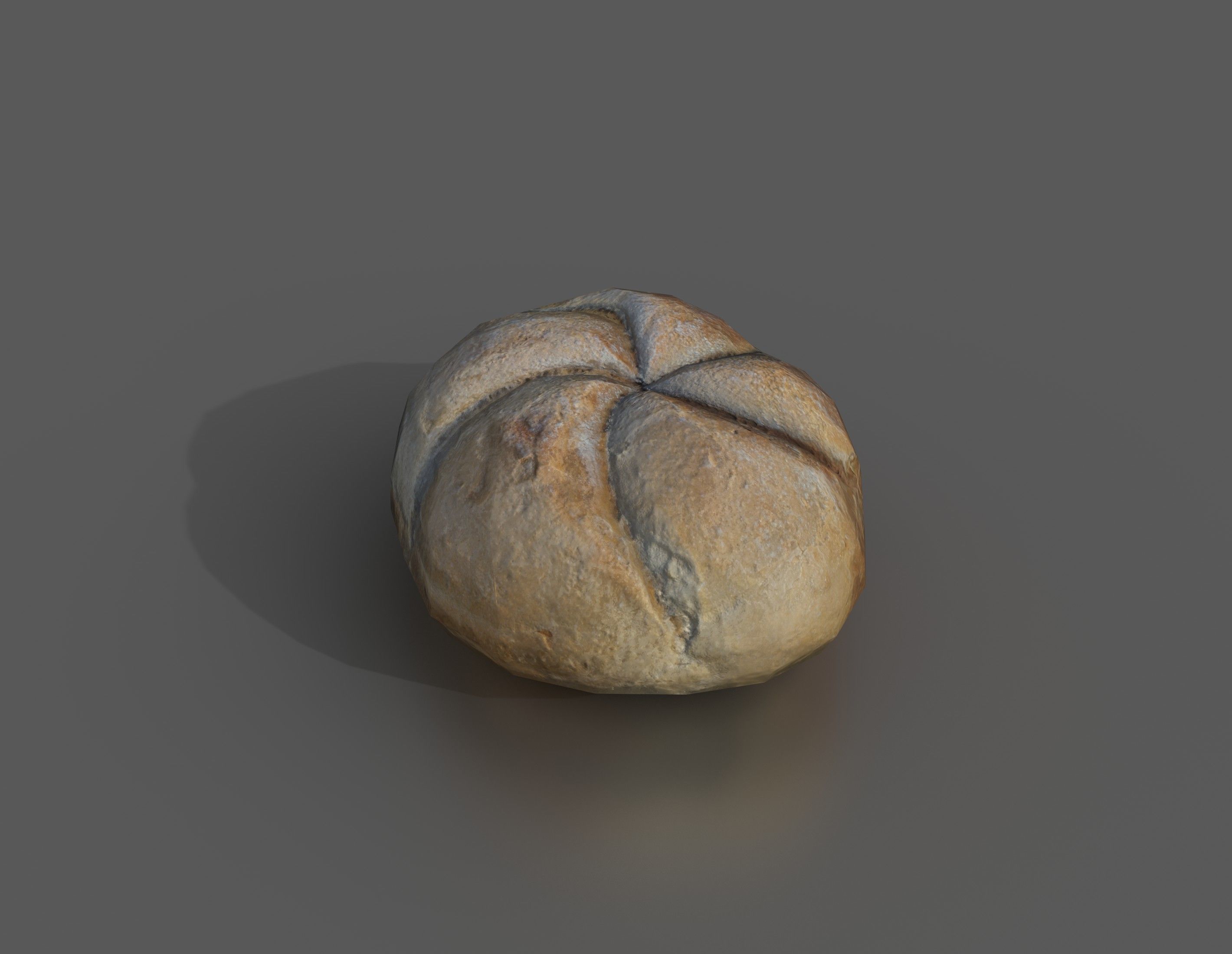 Kaiser bread roll Low-poly 3D model_1