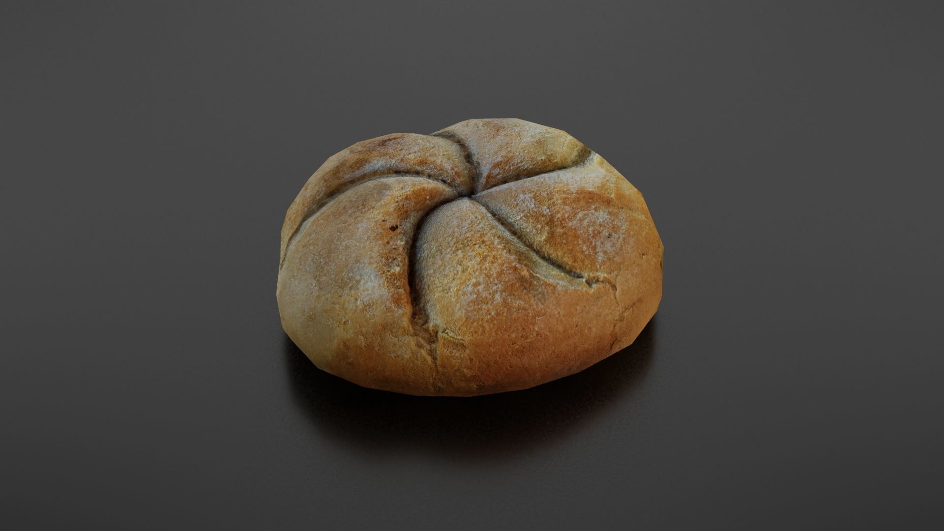 Kaiser bread roll Low-poly 3D model_4