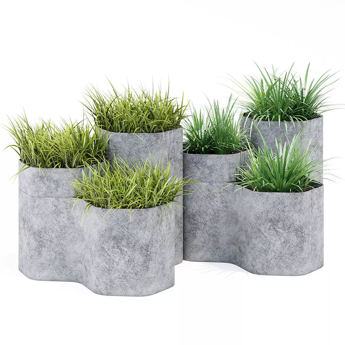 Landing four concrete planters 3D model
