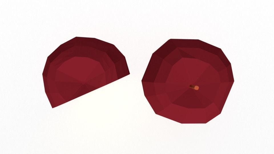 Low Poly Cartoon Apple Low-poly 3D model_4