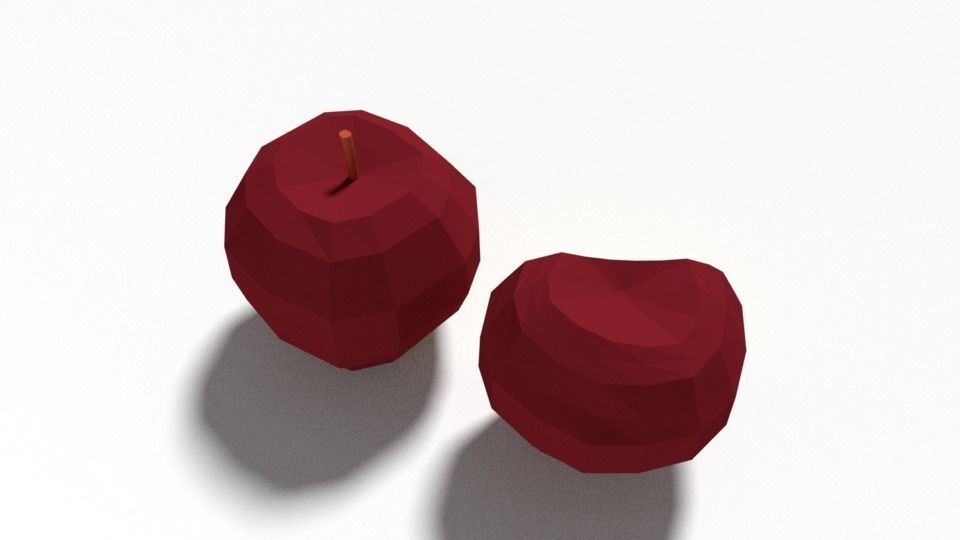 Low Poly Cartoon Apple Low-poly 3D model_3