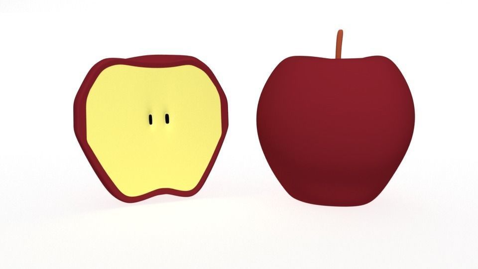 Low Poly Cartoon Apple Low-poly 3D model_8