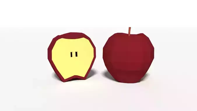 Low Poly Cartoon Apple Low-poly 3D model