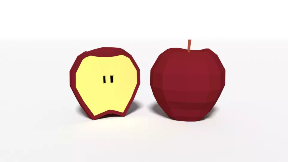 Low Poly Cartoon Apple Low-poly 3D model_0
