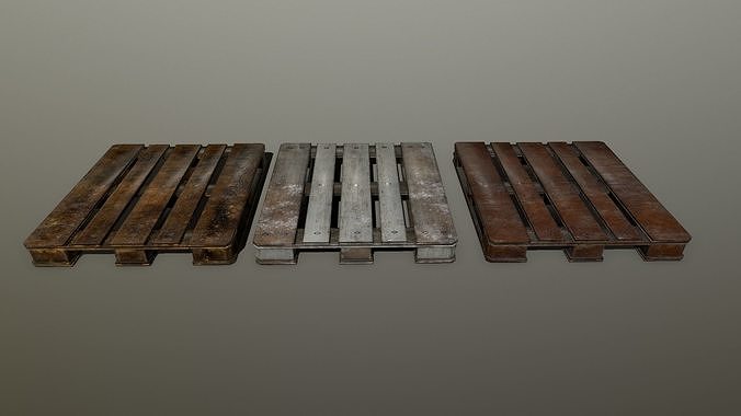 pallet three wooden pallets Low-poly 3D model