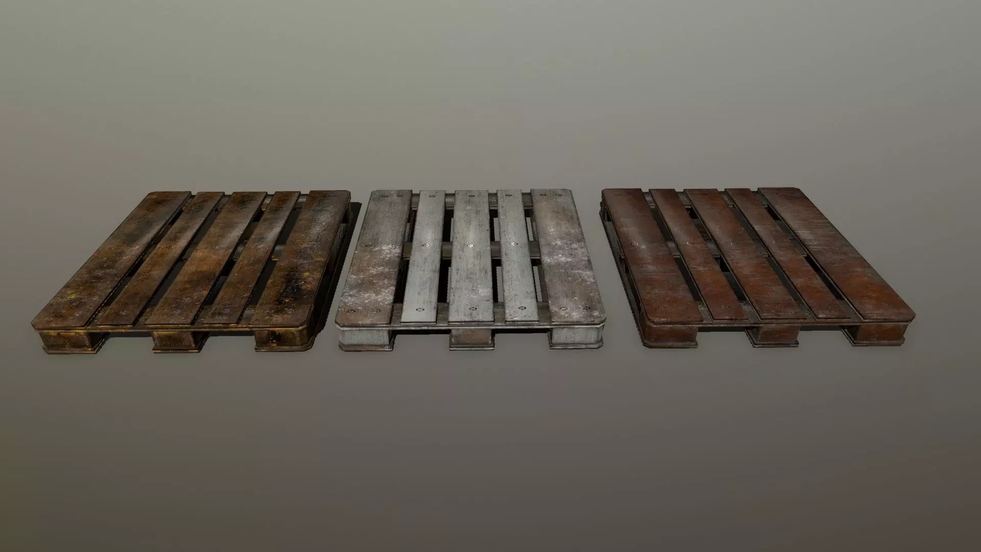 pallet three wooden pallets Low-poly 3D model_0