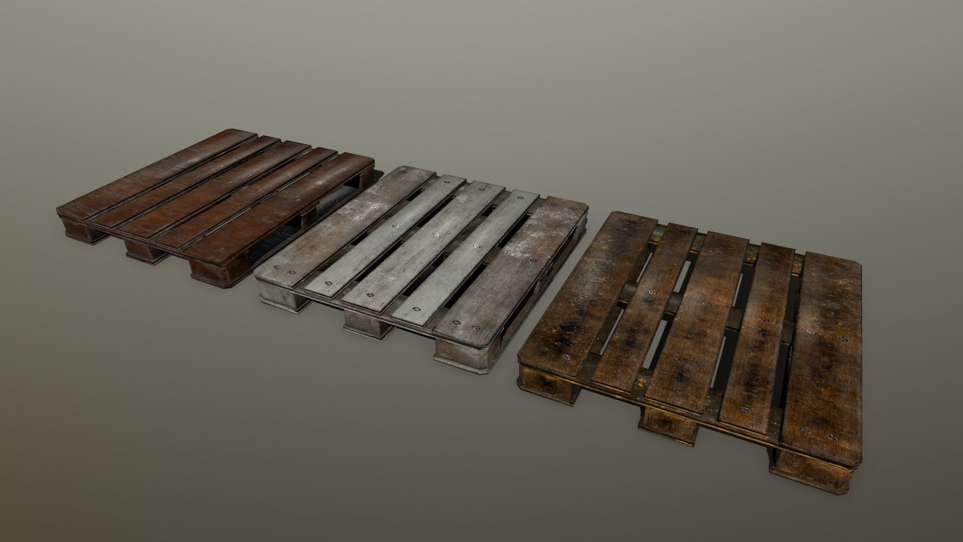 pallet three wooden pallets Low-poly 3D model_1