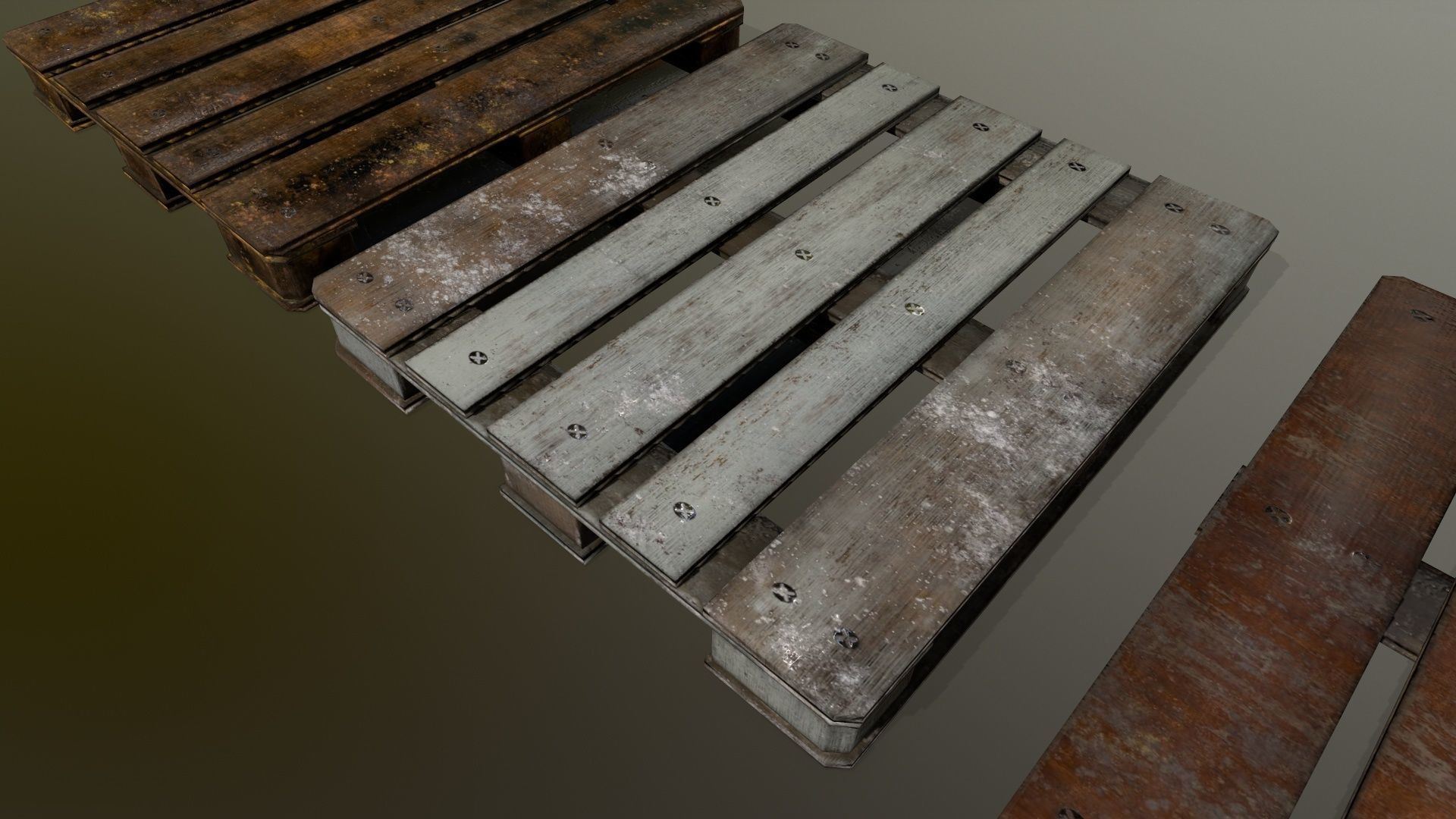 pallet three wooden pallets Low-poly 3D model_3