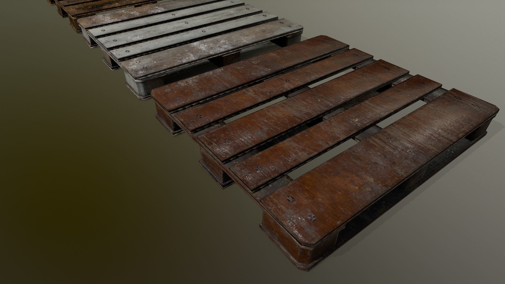 pallet three wooden pallets Low-poly 3D model_4