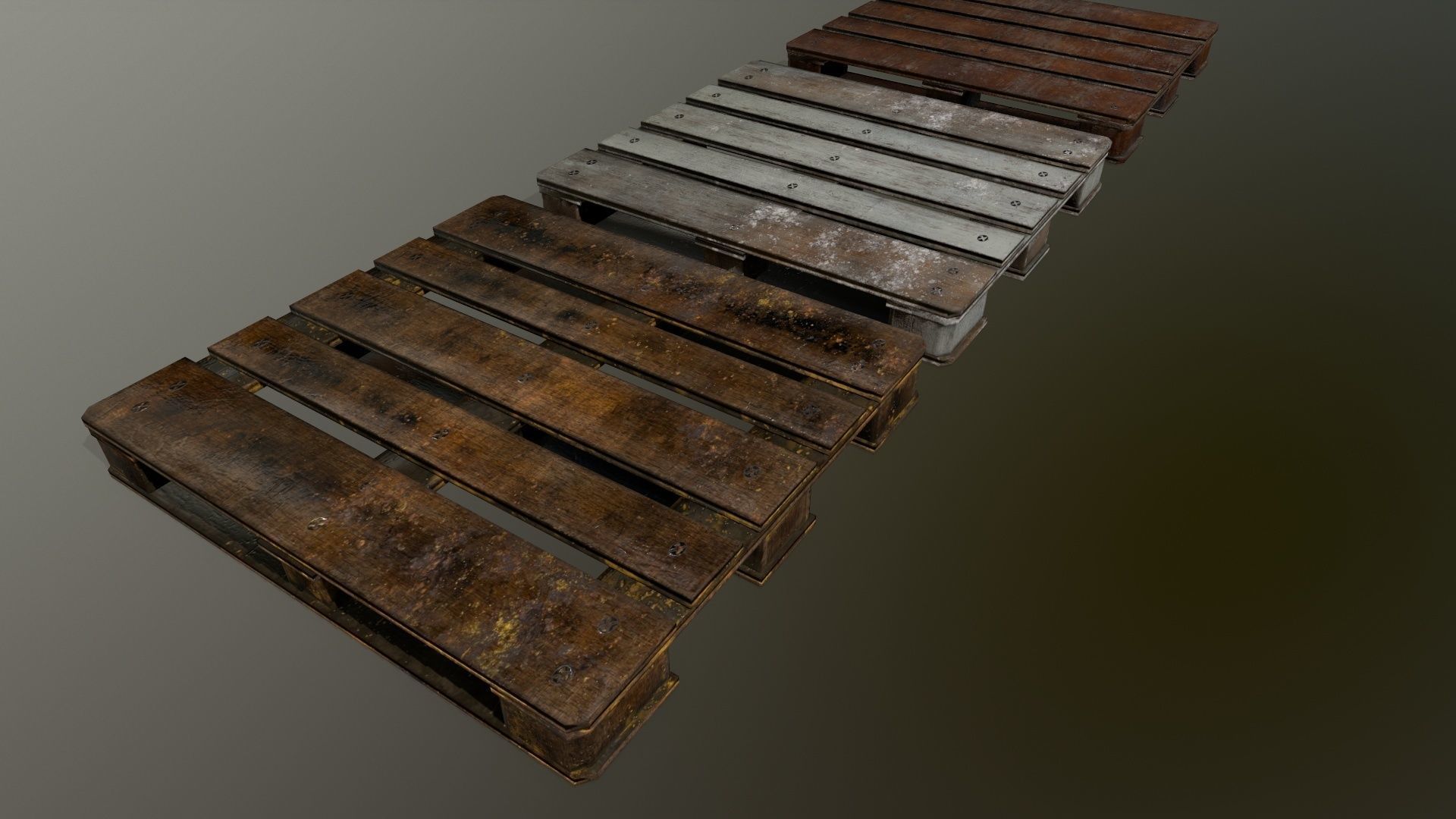 pallet three wooden pallets Low-poly 3D model_5