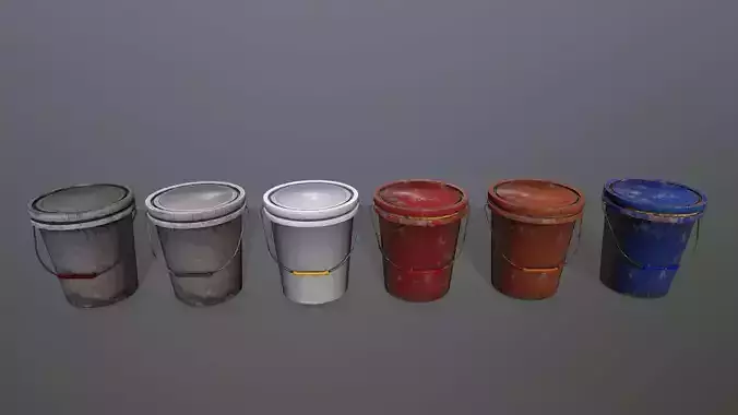 Bucket different colored buckets in row