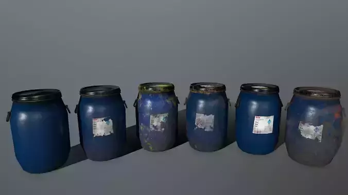 Barrel five jars Low-poly 3D model