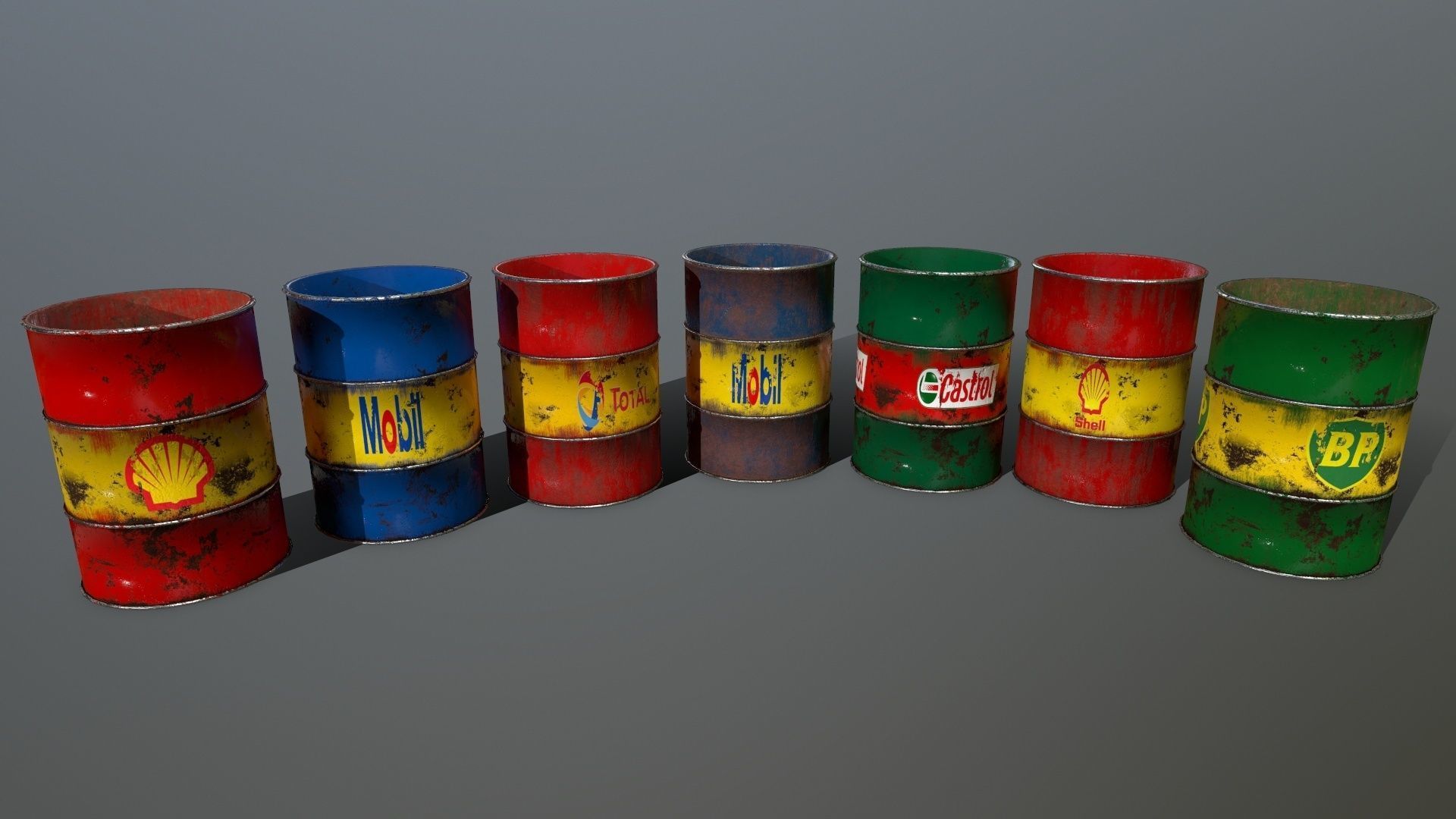Barrel oil barrels Low-poly 3D model_1