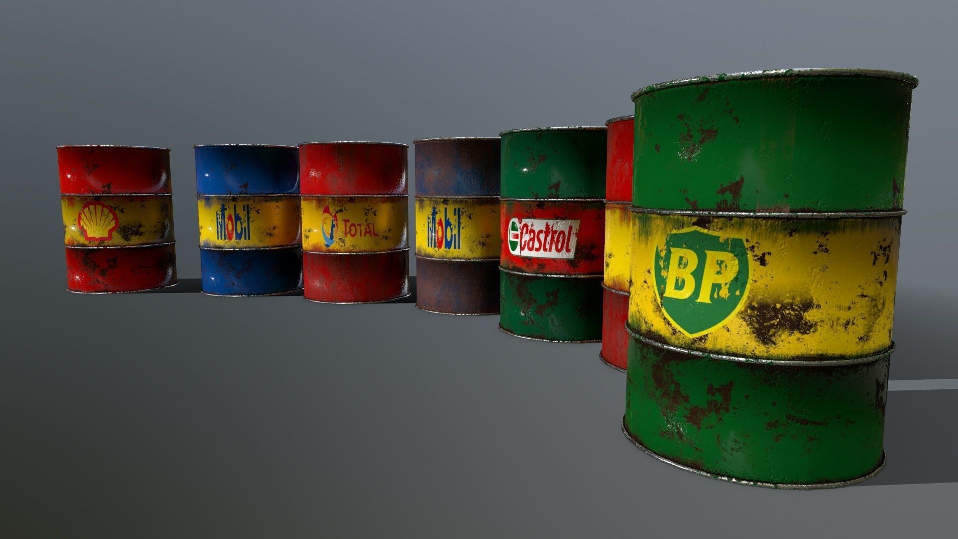 Barrel oil barrels Low-poly 3D model_5