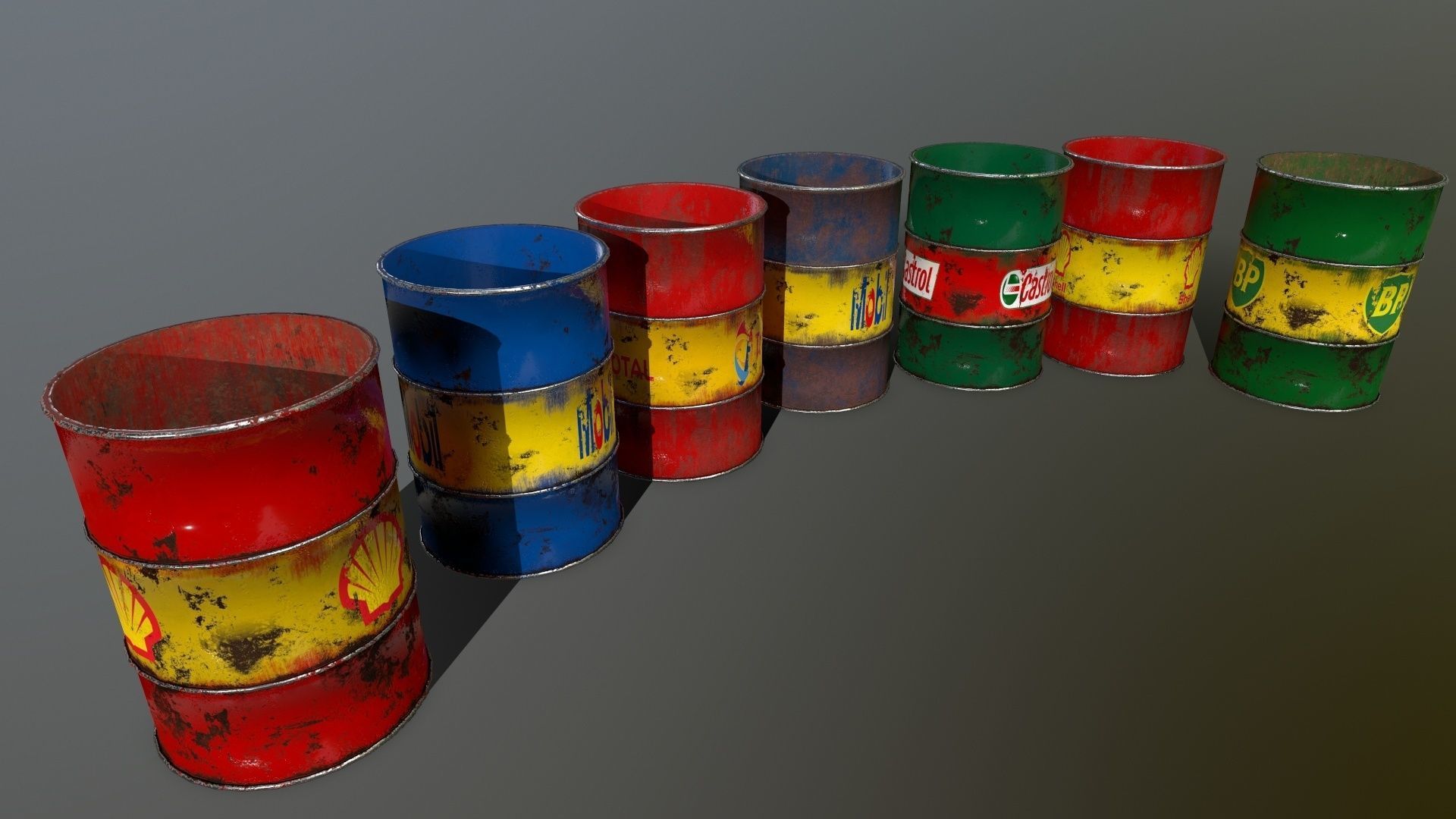 Barrel oil barrels Low-poly 3D model_4