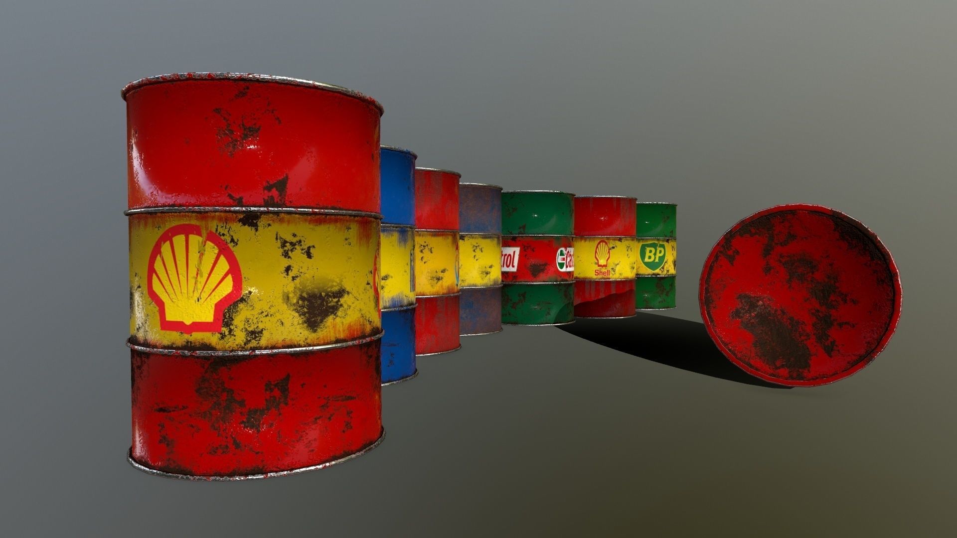 Barrel oil barrels Low-poly 3D model_6