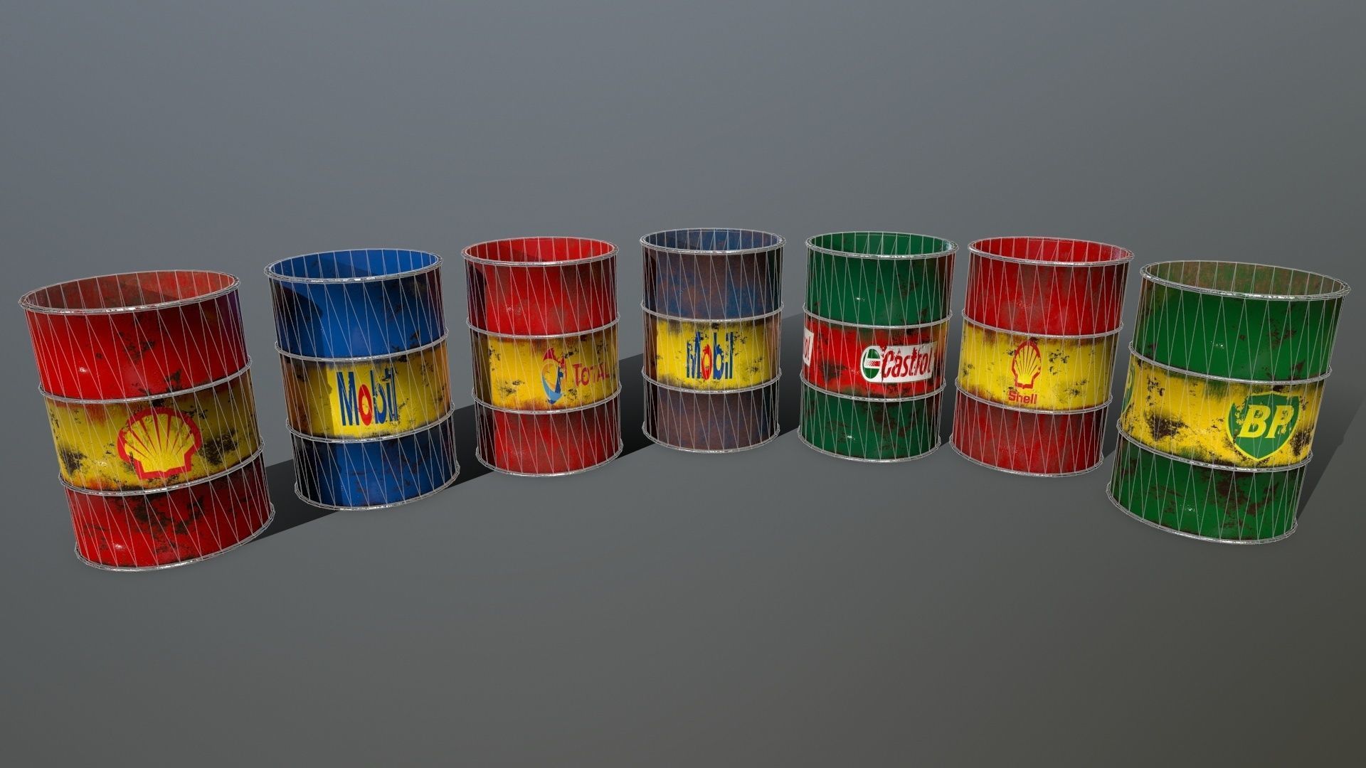 Barrel oil barrels Low-poly 3D model_7