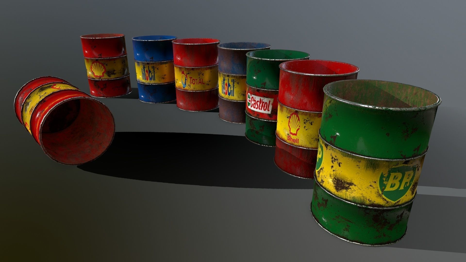Barrel oil barrels Low-poly 3D model_3