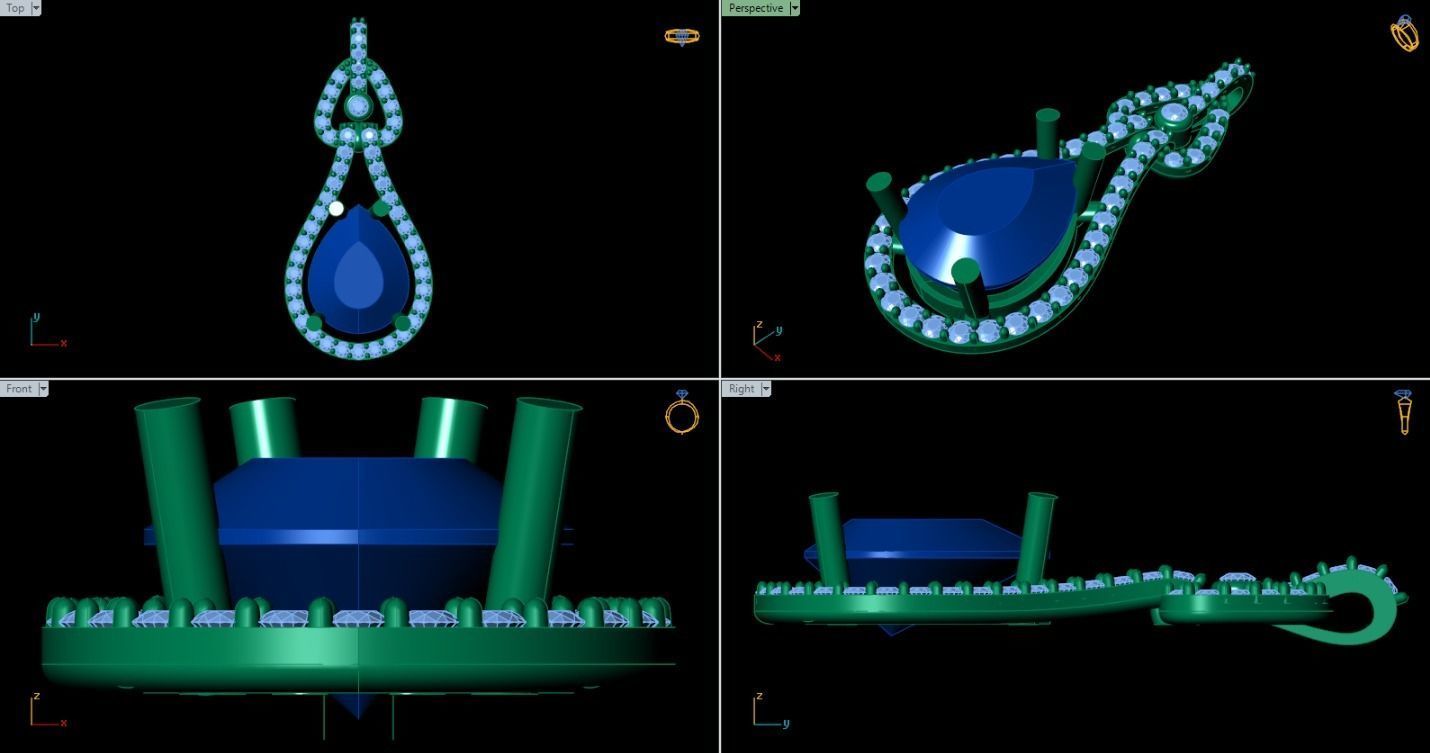 Pear Saphire Necklaces 3D print model_3