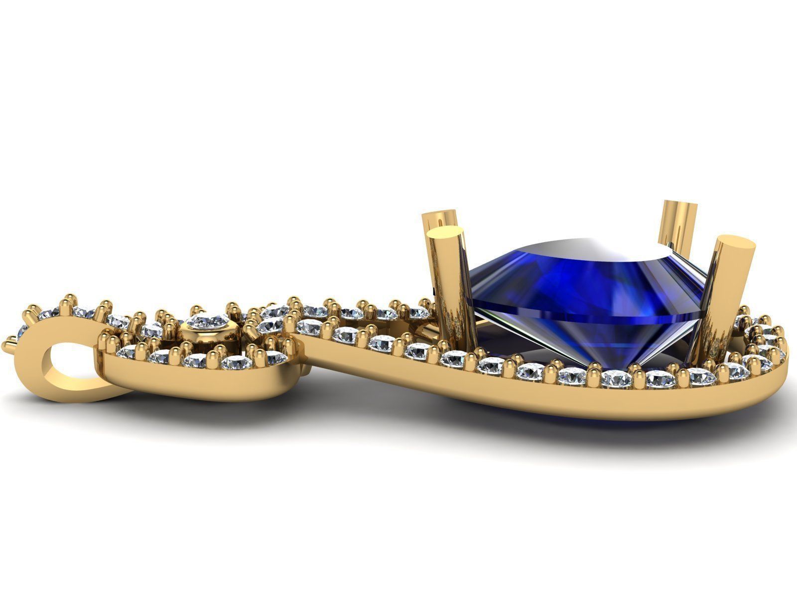 Pear Saphire Necklaces 3D print model_2