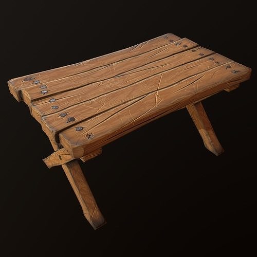 Wooden table Low-poly 3D model