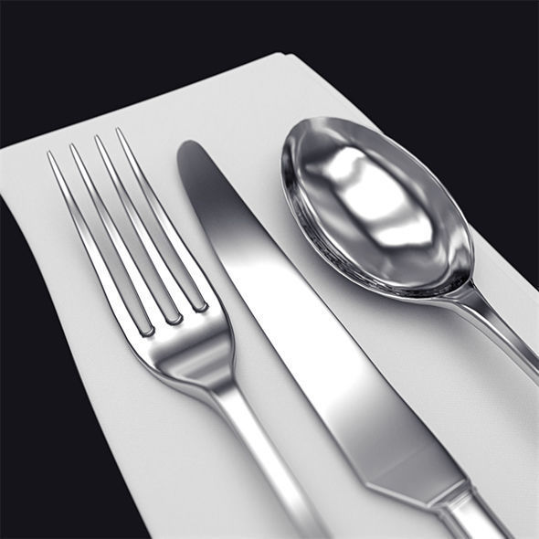 Napkin with Cutlery 3D model_2
