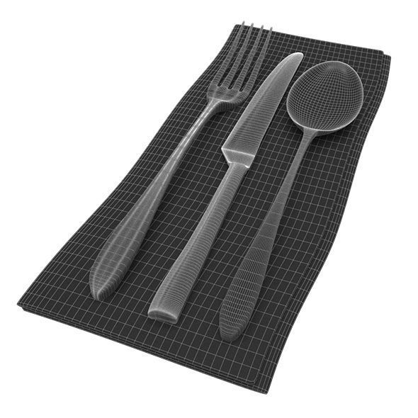 Napkin with Cutlery 3D model_1