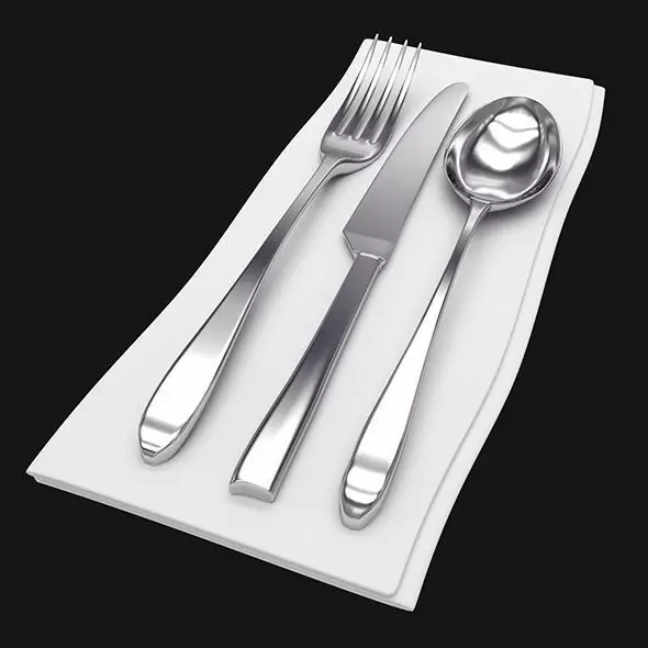 Napkin with Cutlery 3D model_0