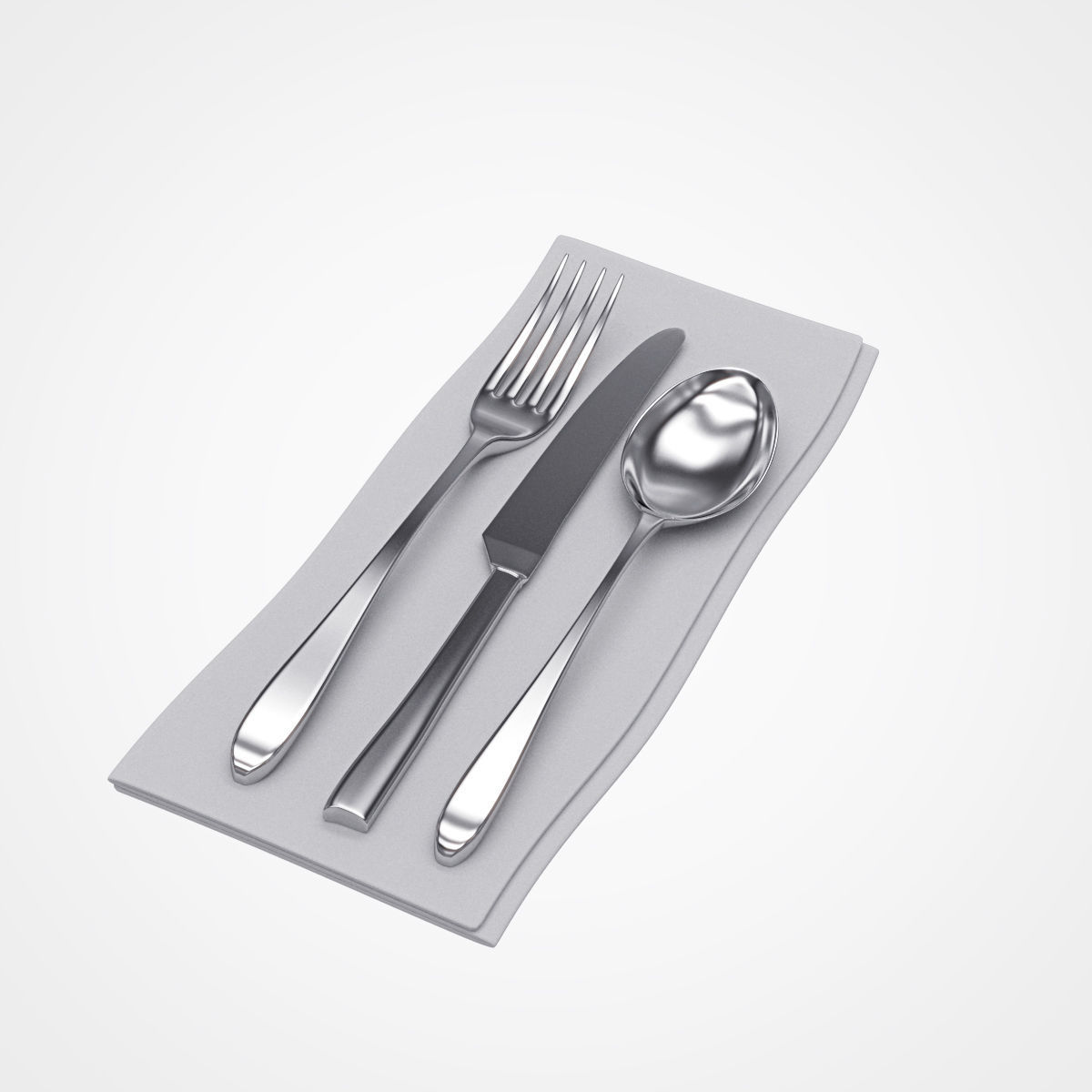 Napkin with Cutlery 3D model_4