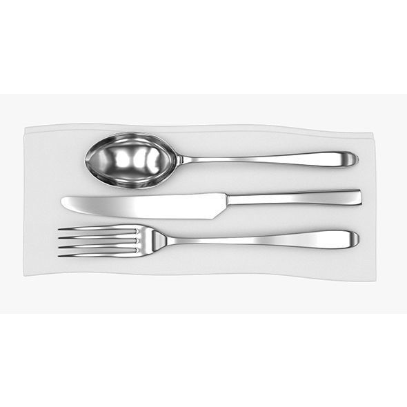 Napkin with Cutlery 3D model_8