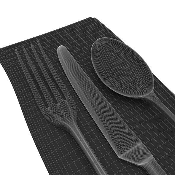 Napkin with Cutlery 3D model_3